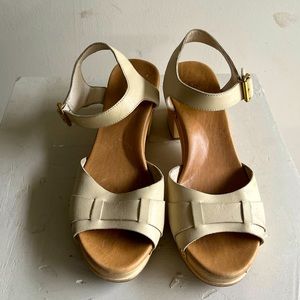 Ugg Janie cream leather ankle strap clog sandals